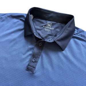Mizzen+Main Polo Shirt Men's M Blue Geometric Micro Print Trim Golf Performance